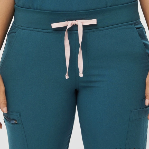 Figs Yola with Yoga waistband teal tall skinny fit straight leg scrub pants - Picture 4 of 14